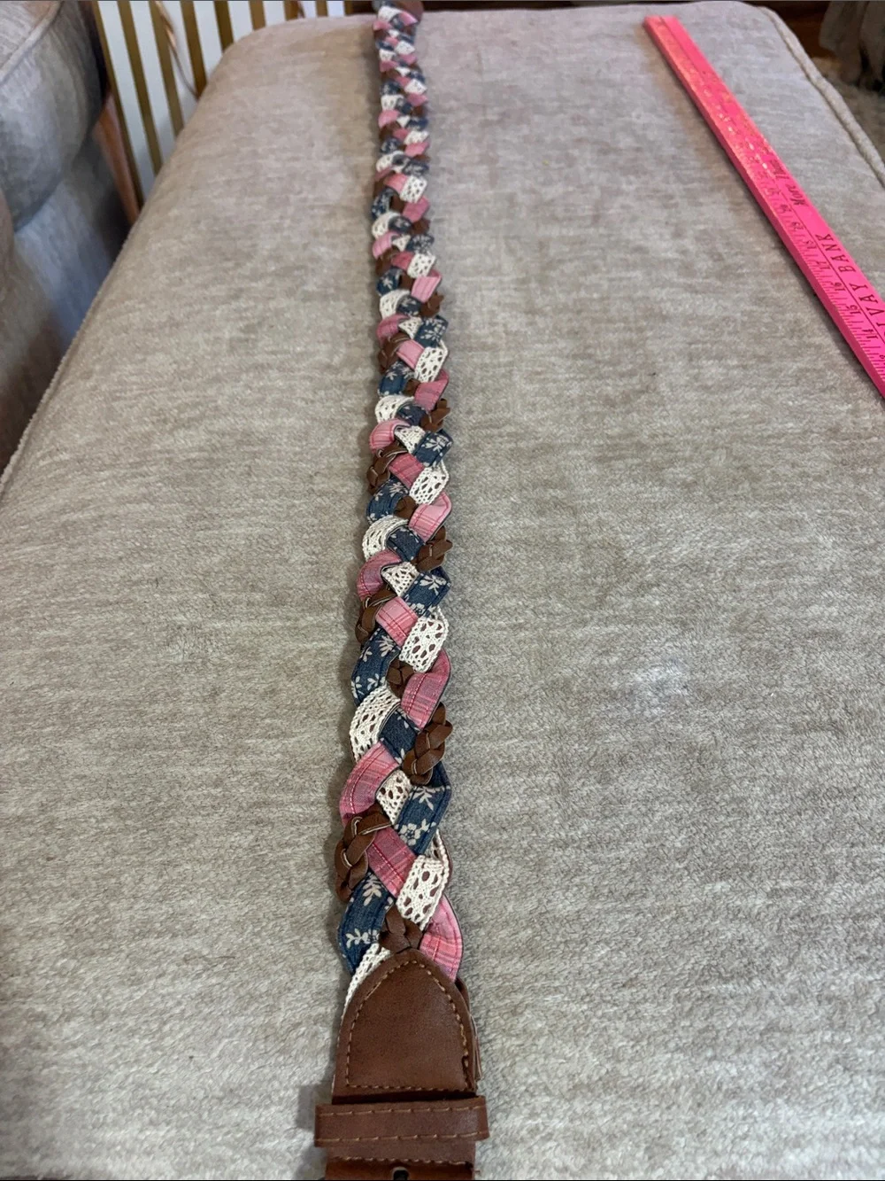 Vintage Leather/ Lace/ Quilted Cotton Braided Bohemian traditional crafted Belt